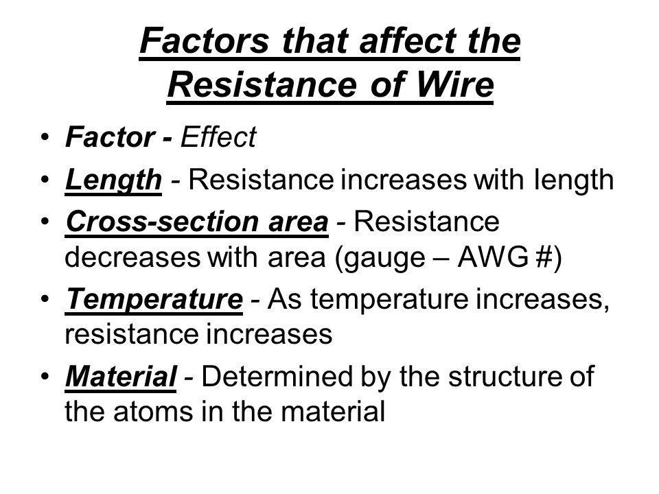 Factors affecting wire